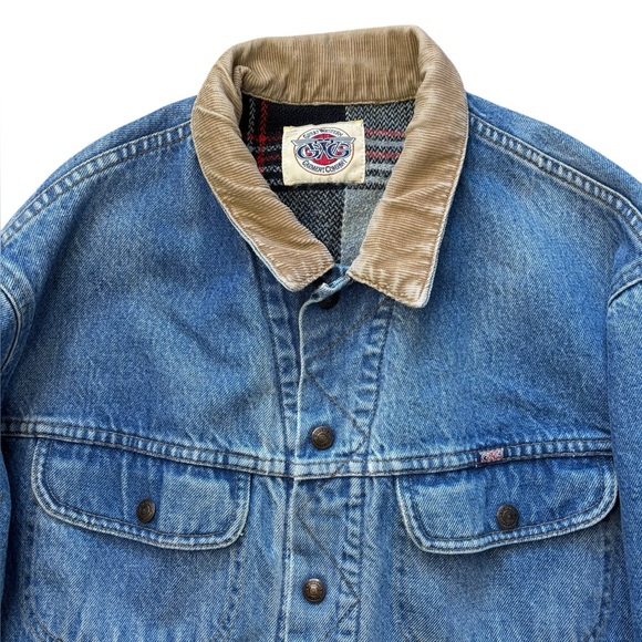 Vintage gwg snap up denim blanket lined jacket (sz 50 fits best oversized large) - Picture 2 of 7